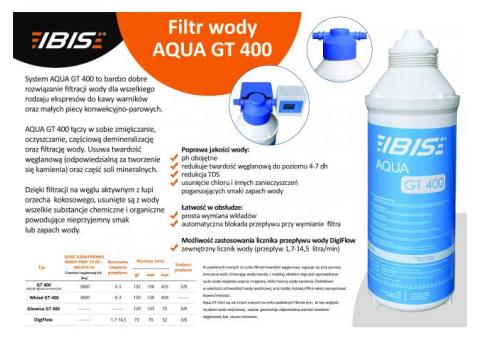 Filtr wody AQUA GT 400 do pieca cukierniczo-piekarniczego lub sklepowego